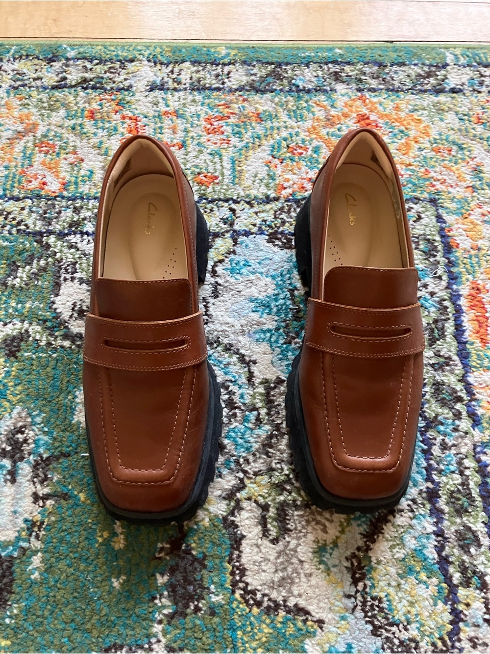 Clarks Women's Brown Leather Penny Loafers